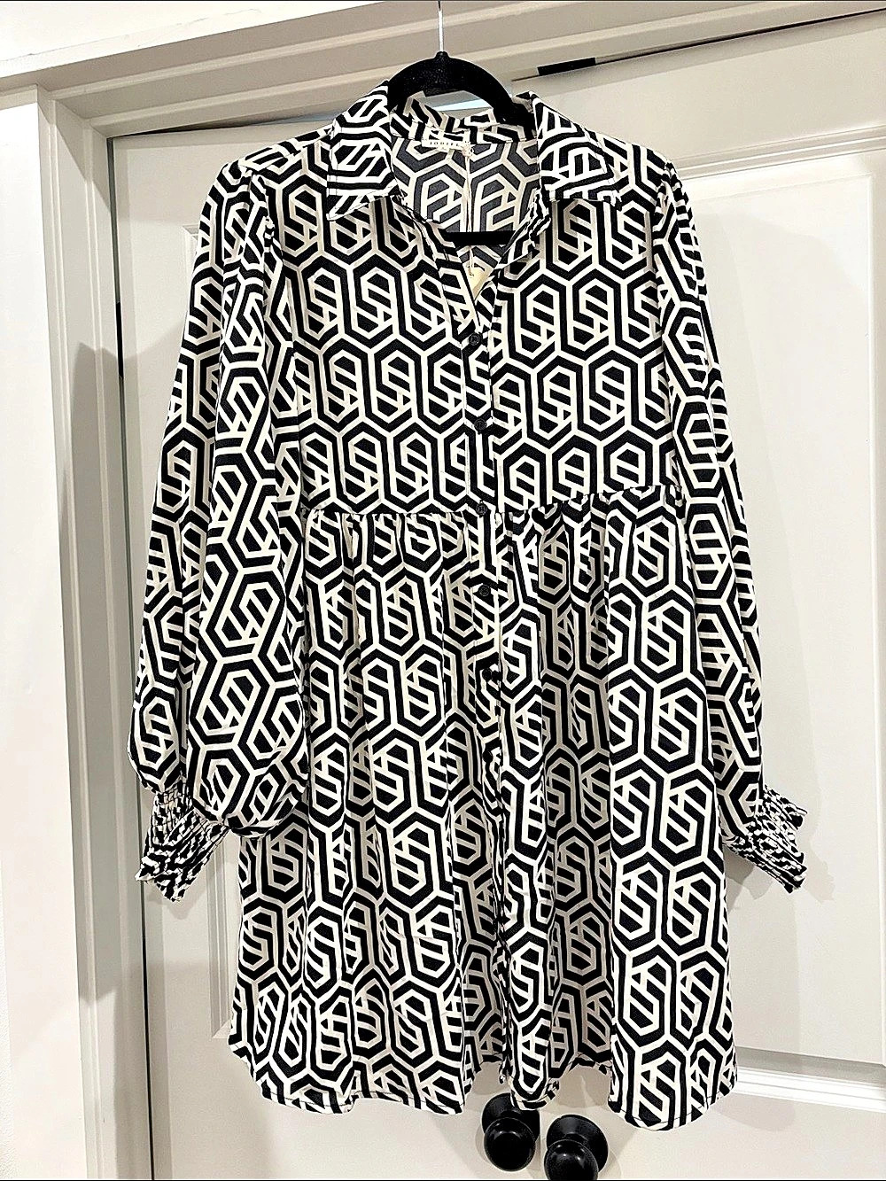 JODIFL Geometric Mini Dress in Black & White Size Small NWT